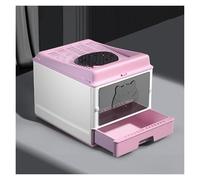 Litter Pan Plastic Cat Litter Box, Semi-Enclosed with Scoop, Large for Small to Sized Cats(Pink)