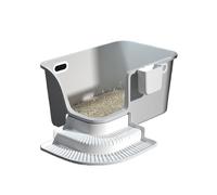 Litter Pan Plastic Litter Box, Large High Sided Cat with Waste Scoop and Filter Pedal, No Leakage, Easy to Clean(Gris)