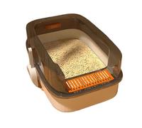 Litter Pan Sifting Cat Litter Box with Scoop for Kittens, Open with High Sides, Small Pet Toilet Travel Pan for Kitty and Thiny Cats(Gris)