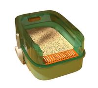 Litter Pan Sifting Cat Litter Box with Scoop for Kittens, Open with High Sides, Small Pet Toilet Travel Pan for Kitty and Thiny Cats(Green)