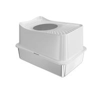 Litter Pan Stainless Steel Cat Litter Box Top Entry XL with Lid, Metal with Scoop for Big Cats, Non-Sticky, Easy Clean(White)