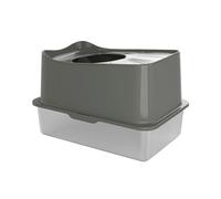 Litter Pan Stainless Steel Cat Litter Box Top Entry XL with Lid, Metal with Scoop for Big Cats, Non-Sticky, Easy Clean(Gris)