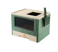 Litter Pan Top Entry Litter Box with Lid,Anti-Splashing Foldable Cat, Drawer Type Kitty Easy and Quick to Clean(Green)