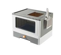 Litter Pan Top Entry Litter Box with Lid,Anti-Splashing Foldable Cat, Drawer Type Kitty Easy and Quick to Clean(Gris)