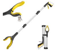 Litter Picker Grabber Stick, Foldable Long Reach Grabber Tool for Elderly, Disabled, Adults and Mobility Aid, with Magnetic Tip for Rubbish Picker and Trash Pick Up, 91cm/36 Inch(YellowSilver）