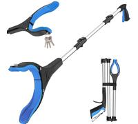 Litter Picker Grabber Stick, Foldable Long Reach Grabber Tool for Elderly, Disabled, Adults and Mobility Aid, with Magnetic Tip for Rubbish Picker and Trash Pick Up, 91cm/36 Inch (BlueSilver)
