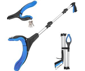 Litter Picker Grabber Stick, Foldable Long Reach Grabber Tool for Elderly, Disabled, Adults and Mobility Aid, with Magnetic Tip for Rubbish Picker and Trash Pick Up, 91cm/36 Inch (BlueSilver)