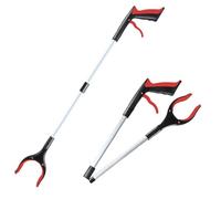 Litter Picker Grabber Tool - 83cm Extended/43cm Folded, High-Strength Steel & Aluminium, 360° Rotating Claw with Magnet, Anti-Slip Silicone Jaw - for Home, Outdoor, Kids & Adults (Red)