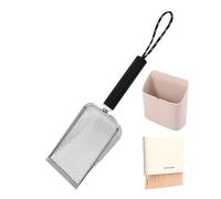 Litter Scoop Holder - Cat Litter Scooper With Holder | Cat Poop Sifter With Brush & Storage Stand | Stainless Steel Fast Sifting Pooper Cleaning Tool For Kitten, Bunny, Chick, Dog, Pet, Chicken