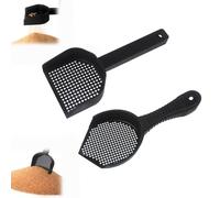 Litter Scoop Tool - Waste Sifter Shovel, Pet Box Cleaner | Heavy Duty Sand Separator Rake, Versatile Cage Messs Scraper, Compact Poop Picker for Amphibian Frog Cat Indoor Terrarium Use (Black A&B)