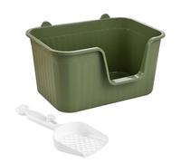 litter tray, Cat Litter Basin Open Top Pet Tray Bedpan Portable Kitten Potty Toilet Anti Splashing with High Side, Large(Green,XL)
