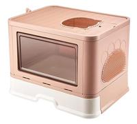Litter Tray Cat Litter Box Portable Cat Litter Box With Lid No Smell Proof Anti-Splashing Large Space Cat Toilet For Indoor Cats Cat Litter Tray(Pink)