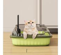 Litter Tray, Cat Litter Tray, Cat Litter Box High Sided with Litter Scoop | Never Absorbs Odors, Easy to Clean, Equipped with litter-trapping pedal to prevent litter from being tracked out, 48x32x14cm