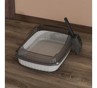 Litter Tray, Cat Litter Tray, Cat Litter Box High Sided with Litter Scoop | Never Absorbs Odors, Easy to Clean, Equipped with litter-trapping pedal to prevent litter from being tracked out, 48x32x14cm