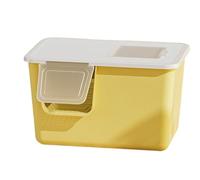 litter tray Enclosed Cat Litter Box with Lid Removable Large High Sides Litter Tray Easy Cleaning Kitty Toilet for Indoor large(Gelb)