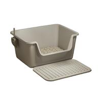 litter tray High Sided Extra Large Cat Litter Box Open Top Litter Tray Anti-Splashing Pet Toilet, Easy to Clean large(Gray)
