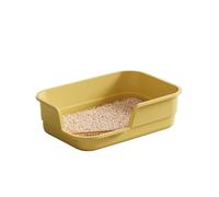 litter tray Large Cat Litter Box Open Top Plastic Litter Tray High Sides Anti-Splashing Design Easy to Clean, for Indoor large(Gelb)