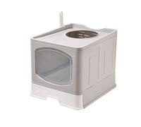 litter tray Large Foldable Cat Litter Box with Lid & Drawer Design Top Entry Kitten Litter Pan Anti-Splashing, for Indoor large(Gray)