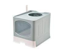 litter tray Large Foldable Cat Litter Box with Lid & Drawer Design Top Entry Kitten Litter Pan Anti-Splashing, for Indoor large(Blu)