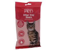 Litter Tray Liners Plastic Pack of 16 Biodegradable Cat Litter Liners 30x70cm by World of Pets 3511