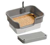 Litter Tray - Stainless Steel Leak Proof Toilet Tray, Tall Design, Extra Large Capacity | Kitten Litter Tray for Small Animals, Corner, Apartment, Balcony, Terrace