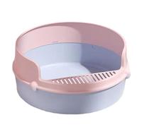 litter trays High Sided Cat Pet Litter Tray Deep Sandbox with Sifting Litter Pedal Anti-Splashing Easy Cleaning, for Indoor open(Rose,L)