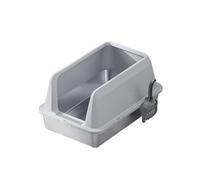 litter trays High Sided Large Cat Litter Boxes with Lid Stainless Steel Litter Box Easy to Clean Pet Toilet Supplies open(Light Gray)