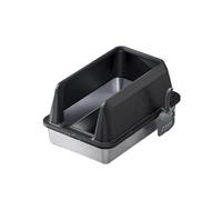 litter trays High Sided Large Cat Litter Boxes with Lid Stainless Steel Litter Box Easy to Clean Pet Toilet Supplies open(Nero)