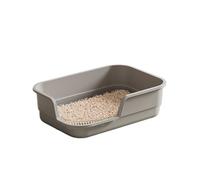 litter trays Large Cat Litter Box Open Top Plastic Litter Tray High Sides Anti-Splashing Design Easy to Clean, for Indoor open(Gris)