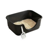litter trays Large Cat Litter Box with High Sides Semi Enclosed Anti-Splashing Litter Tray Easy to Clean, for Indoor open(Nero)