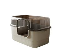 litter trays Large Enclosed Cat Litter Box Detachable High Sides Litter Tray Multi-Purpose Pet Bedpan Anti-Splashing open(Gray)