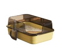 litter trays Large Semi Enclosed Cats Litter Box High Sides Removable Cats Toilet Anti-Splashing Easy to Clean, for Indoor open(Gelb)