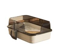 litter trays Large Semi Enclosed Cats Litter Box High Sides Removable Cats Toilet Anti-Splashing Easy to Clean, for Indoor open(Wei)