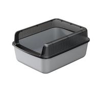 litter trays Open Cats Litter Box with Spoon Semi-Enclosed High Sides Litter Tray Removable Design, Easy to Clean open(Gray)