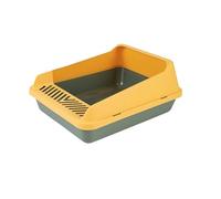 litter trays Open Top Pet Litter Tray with Scoop High Sides Low Entry Cat Litter Box Easy to Clean Anti-Splashing open(Grn,L)