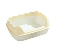 litter trays Semi Enclosed Cat Litter Box Lower Entry Litter Pan Anti Splashing Easy to Clean Kitten Toilet for Indoor open(Wei)