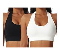 Litthing Backless Sports Bra Women Halter Neck Seamless Bralette Middle Impact Support Padded Bras Comfort Wireless Gym Tank Tops Yoga Workout Sexy Crop Top