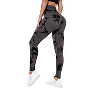 Litthing High Waist Gym Leggings for Women Tie Dye Compression Leggings | Seamless Workout Bum Scrunch Butt Lift Legging Yoga Pants Gymshark for Yoga Running Fitness