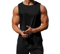 Litthing Men's Gym Tank Tops Sleeveless Bodybuilding Vest Quick-Drying Workout T-Shirt Summer Fitness Athletic Muscle Tank Shirts Black