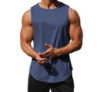 Litthing Men's Gym Tank Tops Sleeveless Bodybuilding Vest Quick-Drying Workout T-Shirt Summer Fitness Athletic Muscle Tank Shirts Blue
