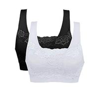 Litthing Women Sports Bra Seamless Comfortable Soft Breathable Ladies Lace Bras Removable Padded Tops Push up Underwear Packs for Yoga Fitness Exercise