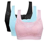 Litthing Women Sports Bra Seamless Comfortable Soft Breathable Ladies Lace Bras Removable Padded Tops Push up Underwear Packs for Yoga Fitness Exercise