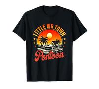 Little a Big Town Pontoon Sunset Summer Vacation Retired T-Shirt