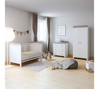 Little Acorns Milano 4-Piece Nursery Furniture Set with Eco Fibre Mattress - White/Grey