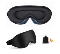 Little Agawama Sleep Eye Mask for Both Women and Men, 3D Weighted Eye Cover Sleeping Mask, Blackout Blindfold of Eyemask, Includes Travel Pouch (Black)