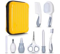 Little Angel Baby Healthcare and Grooming Kit, Safety Newborn Nursery Care Set, with Hair Brush Comb, Nail Clipper, Nasal Aspirator for Newborn Infant Baby Girls Boys Yellow