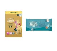 Little Angels Size 1 Nappies Newborn Disney Jumbo 70 Pack + 60 Fragrance Free Baby Wipes