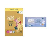 Little Angels Size 1 Nappies NewBorn Jumbo 70 Pack + 60 Lightly Fragranced Baby Wipes