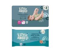 Little Angels Size 3 Nappies 56 Pack + 60 Fragrance Free Baby Wipes