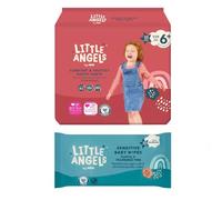 Little Angels Size 6+ Nappy Pants 32 Pack + 60 Fragrance Free Baby Wipes